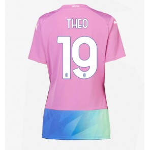 Lacne Ženy Futbalové dres AC Milan Theo Hernandez #19 2023-24 Krátky Rukáv - Tretina
